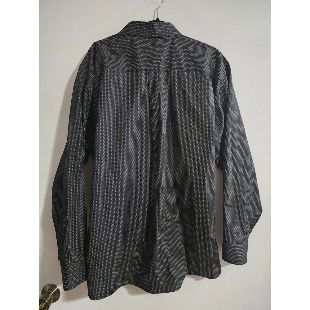 Panhandle Mens‎ Black Dashed Western Button Down Shirt Large 36D2212 Cotton
